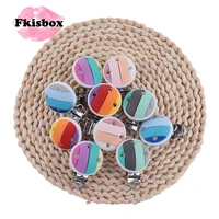 fkisbox 10pcs rainbow silicone clips teething baby nipple holder pacifiers for babies chain accessories bpa free food grade