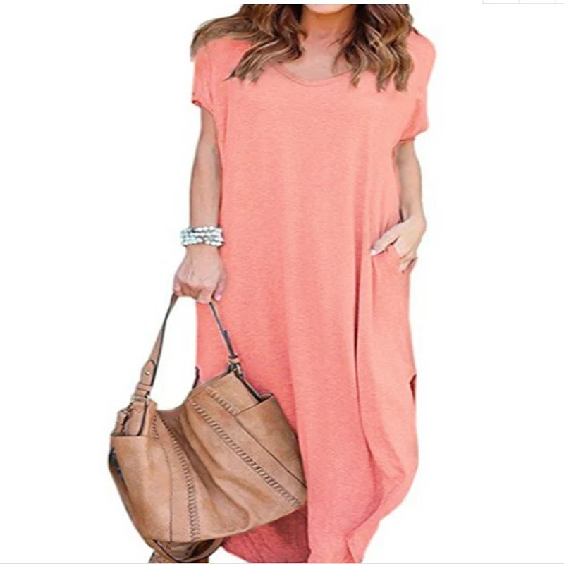 

Plus Size 5XL Sexy Women Dress Summer 2021 Solid Casual Short Sleeve Maxi Dress For Women Long Dress Free Shipping Lady Dresses