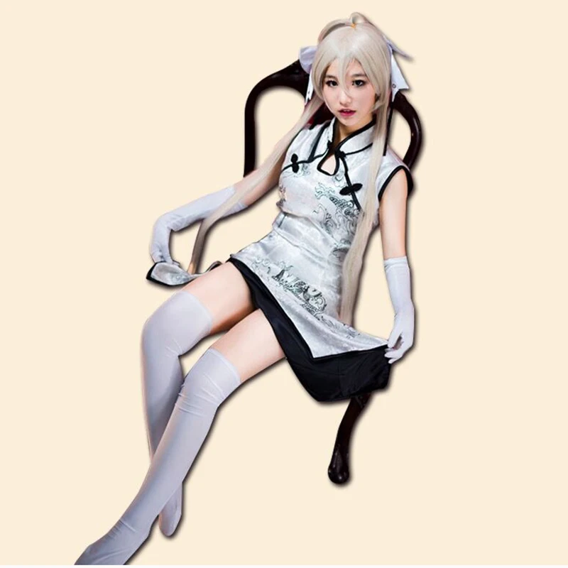 Sora Kasugano Косплей Cheongsam Yosuga no одежда для косплея девочек Сексуальная атласная