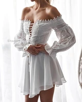 2021 new womens embroidery one shoulder drawstring dress princess dress dress for women