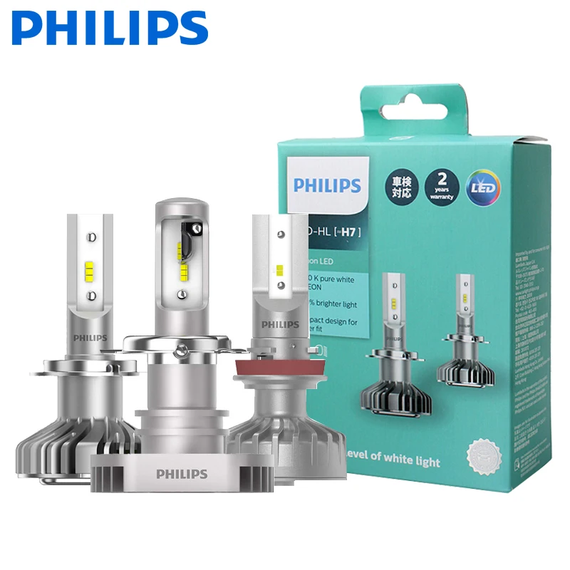 Philips LED H4 H7 H8 H11 H16 HB2 9003 Ultinon 6000K холодный синий белый свет + 160% ярче Автомобильная