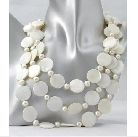 

Unique Pearl Jewelry Stunning New Arrival 60'' Long Quality White Freshwater Pearl Necklace Coin Sea Shell Jewelry Women Gift