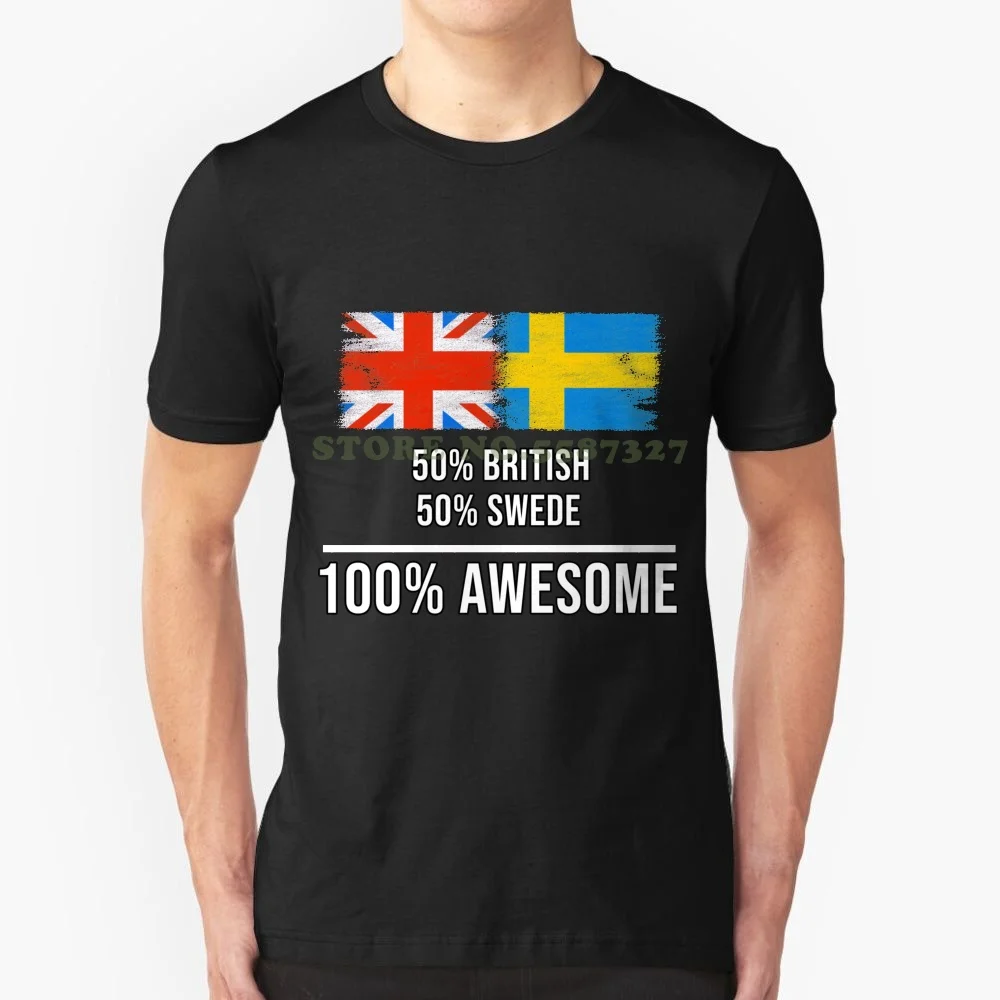 50% Британский Swede 100% Awesome-Шведский флаг подарок для футболка футболки мужчин