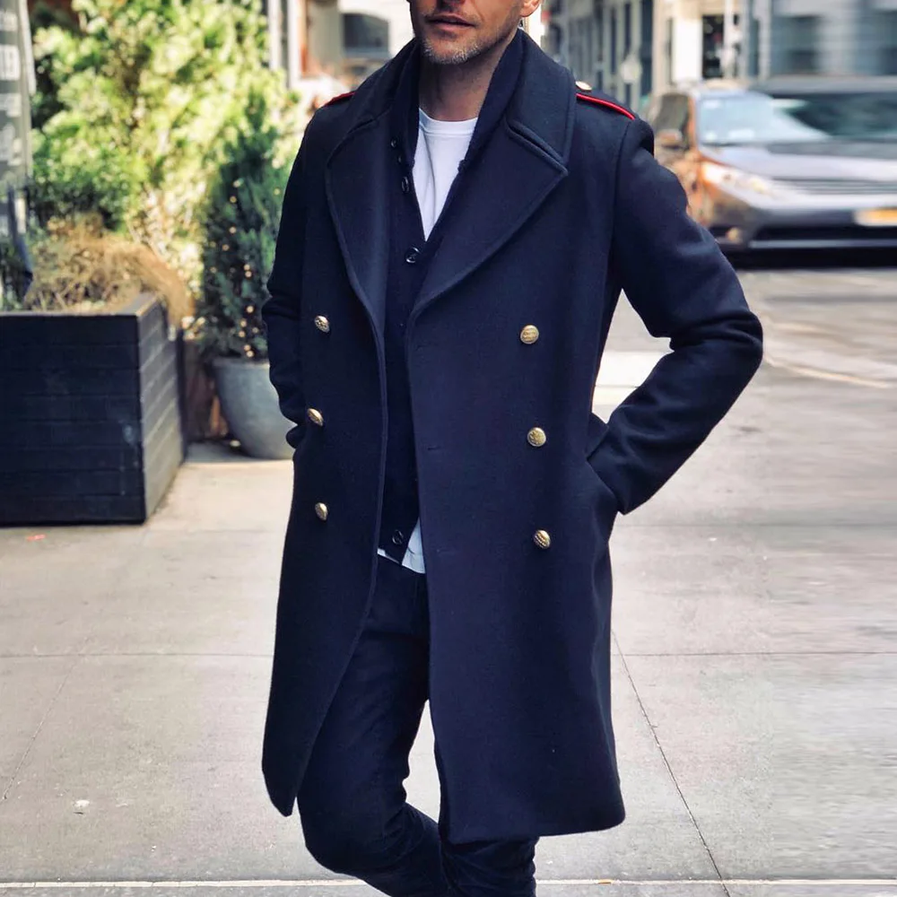 

2021 Cool Men Casual Long Trench Coats Male's Outfits Business Work Wear Double Breasted Plus Size Fashion Man Long Jacket Coat