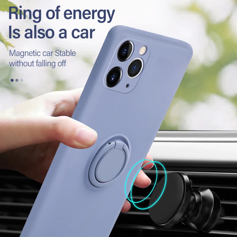 

Ultra-thin Silicone Magnetic Holder Phone Case for IPhone 11 Pro XS Max XR XS X 8 7 Plus Stand Finger Ring Bracket Cover