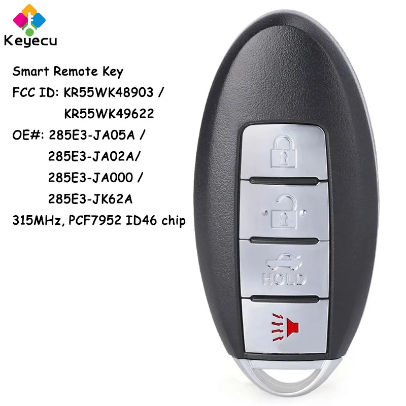 KEYECU KR55WK48903 KR55WK49622 умный дистанционный Автомобильный ключ с 4 кнопками 315 МГц ID46