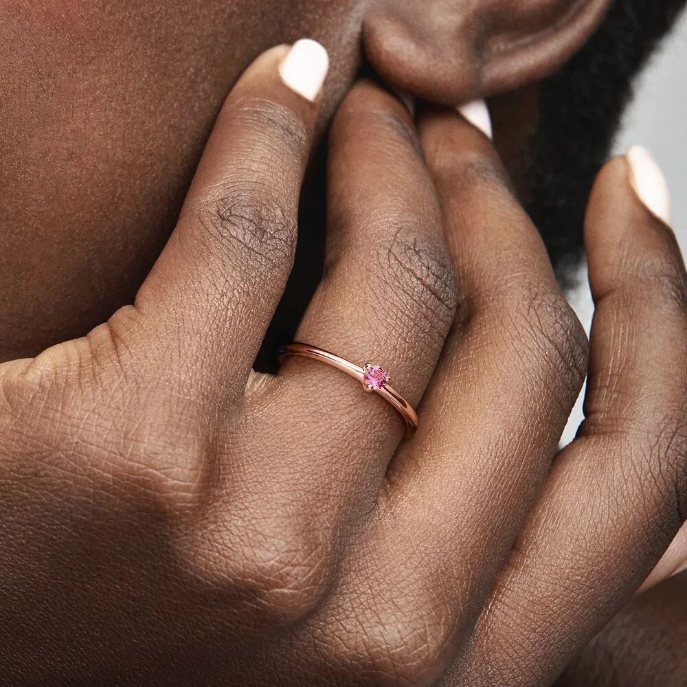 

Volayer 925 Sterling Silver Rings Pink Solitaire Ring Original 925 Women Rings Ngagement Rings Women Jewelry Making Gift