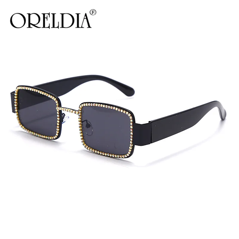 Очки солнцезащитные стразы женские прямоугольные Модные Винтажные солнечные