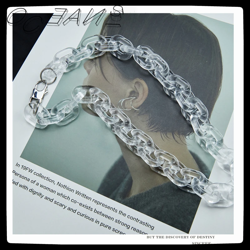 

SexMara 2021 New Trend Hip Hop Punk Street Cool Transparent Acrylic Chain Necklace For Men Women Girl Party Jewelry