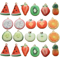 10pcs cute fruit enamel metal charms strawberry apple pendant charm for necklace bracelet earring diy jewelry making accessories