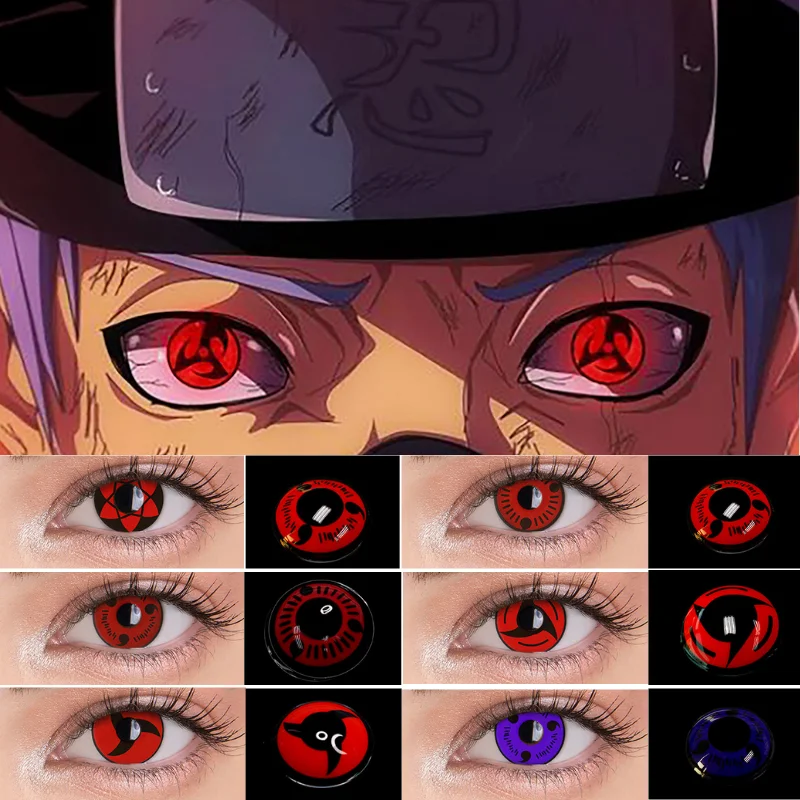 

Контактные линзы UYAAI, шт./пара цветные, Шаринган, аниме, для косплея, аниме, белые линзы, для Хэллоуина