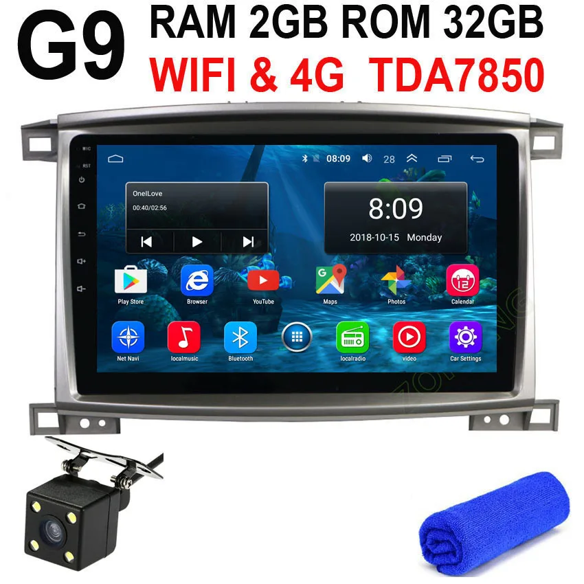 G9 GPS CAM 4G DSP 10,2 дюймов 2.5D Android 9,0 Автомобильный мультимедийный dvd-плеер для Toyota Land cruiser 100 LC100 Авторадио автомобильный gps навигатор стерео - Цвет: G9 GPS CAM