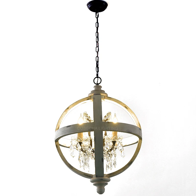 Хрустальные люстры K9 деревянный глобус подвесной светильник для спальни круглый