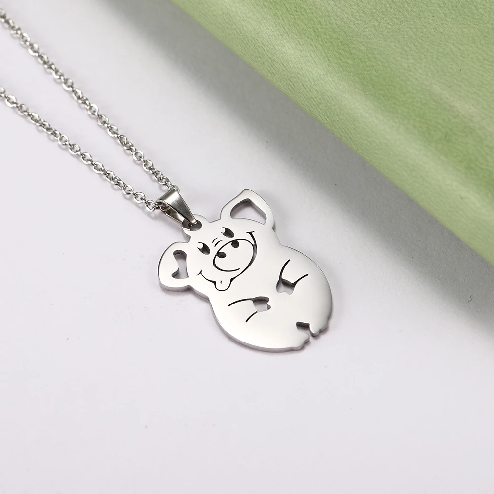 Cazador Cute Pig Necklace for Women Funny Lovely Animal Pendant Neck Chain Stainless Steel Chocker Jewelry Party Birthday Gifts images - 6