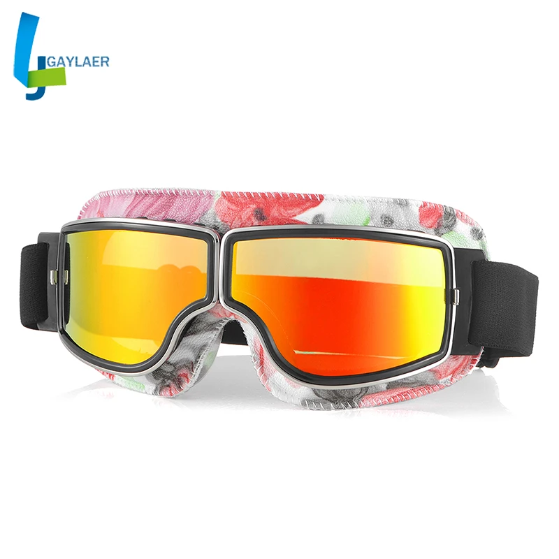 

Motorcycle Vingate Steampunk Glasses Goggles PU Leather Snowboard Scooter Pilot Helmet Googles