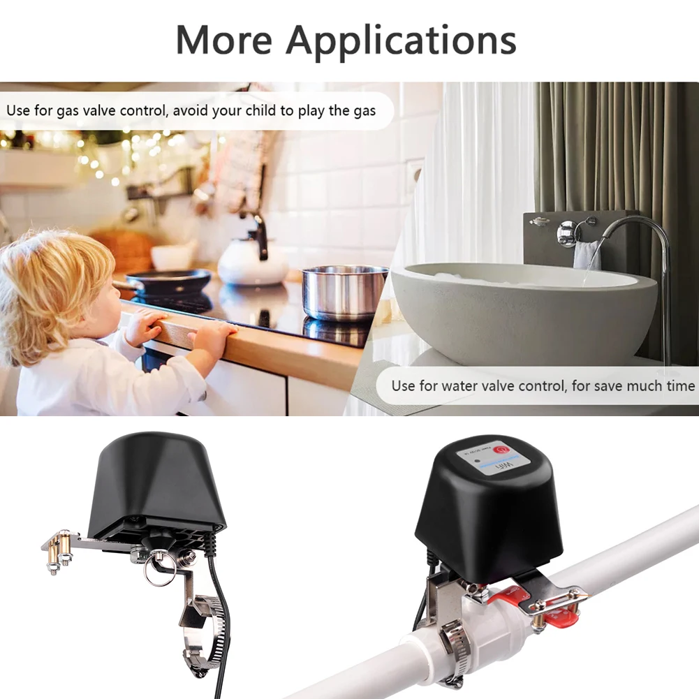 

Smart Home Automation System Valve Wireless WiFi Smart Water Gas Valve Shut Off Controller Voice App Remote Control