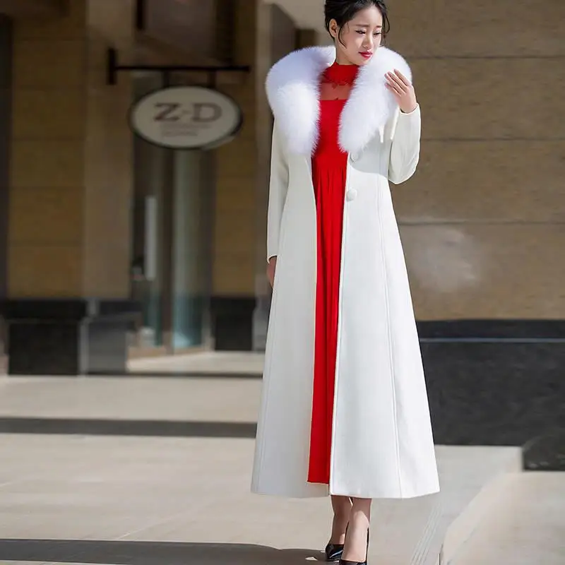 2019 корейская версия осенне-зимнего нового длинного шерстяного пальто женское из