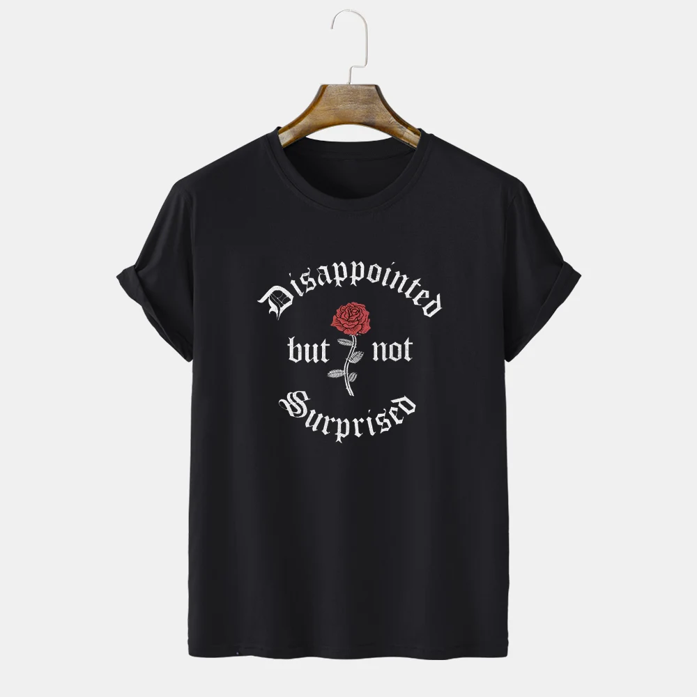 

2021 new men's T-shirt short-sleeved summer thin cotton comfortable quality letter rose pattern printing round neck casual top