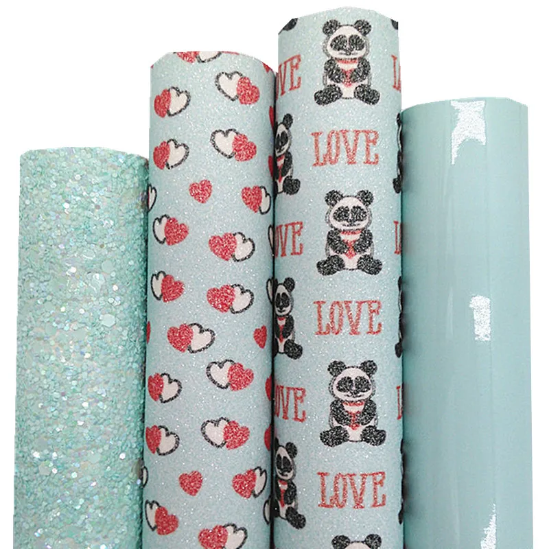 Синие Блестящие Кожаные сердечки блестящие виниловые кожаные листы для банта