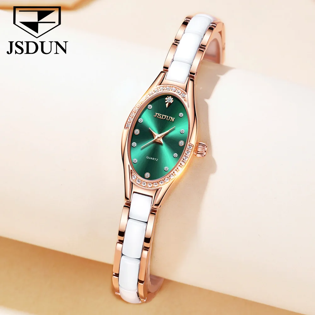 JSDUN Ladies Mechanical Watch Luxury Bracelet Watch Elegant Ladies Automatic Clock Diamond Mini Watch Relogio Feminino 8842