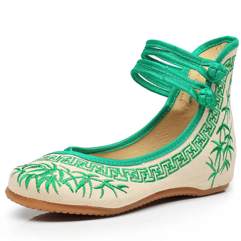 Женские модели бамбуковых тканевых туфель с вышивкой в китайском стиле синие и