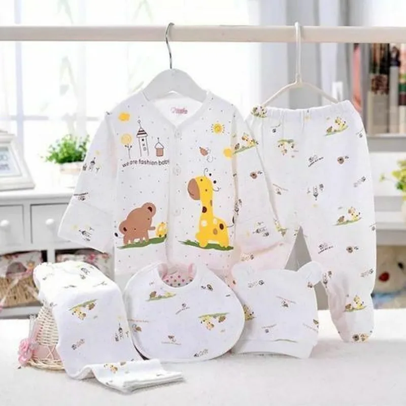 Комплект одежды из 5 предметов для новорожденных девочек и мальчиков 0-3 месяцев