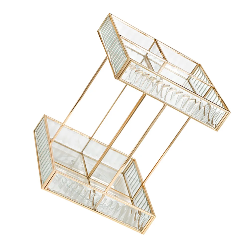 

1Pc Double Layers Cosmetic Storage Holder 306 Rotating Display Rack (Golden)