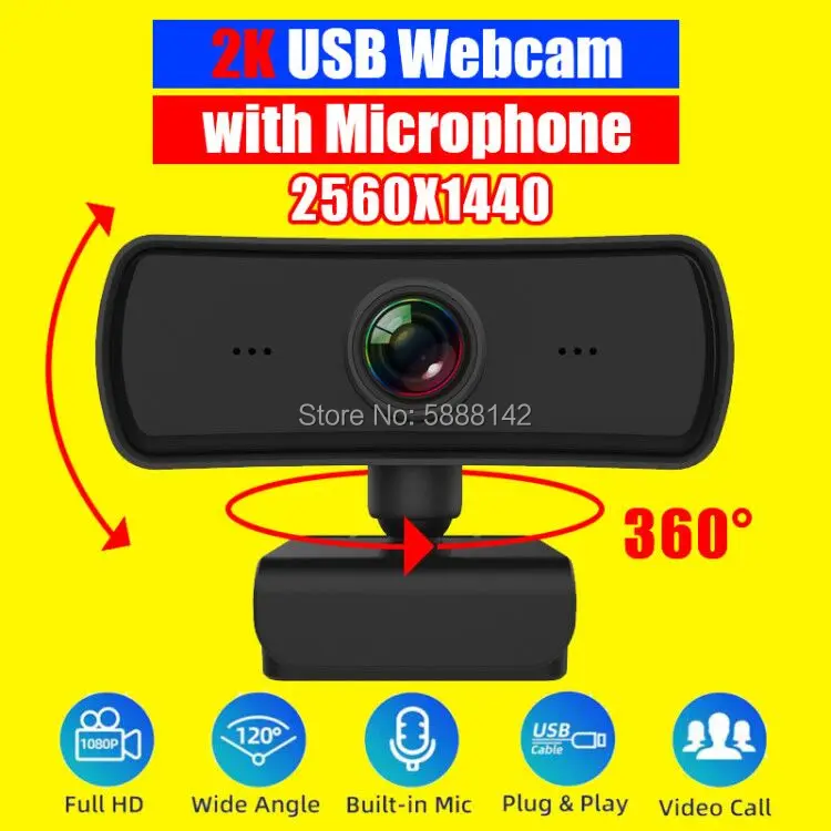 Веб-камера 1080p 60 кадров в секунду веб-камера для ПК компьютера 360 USB камера крышка 4k
