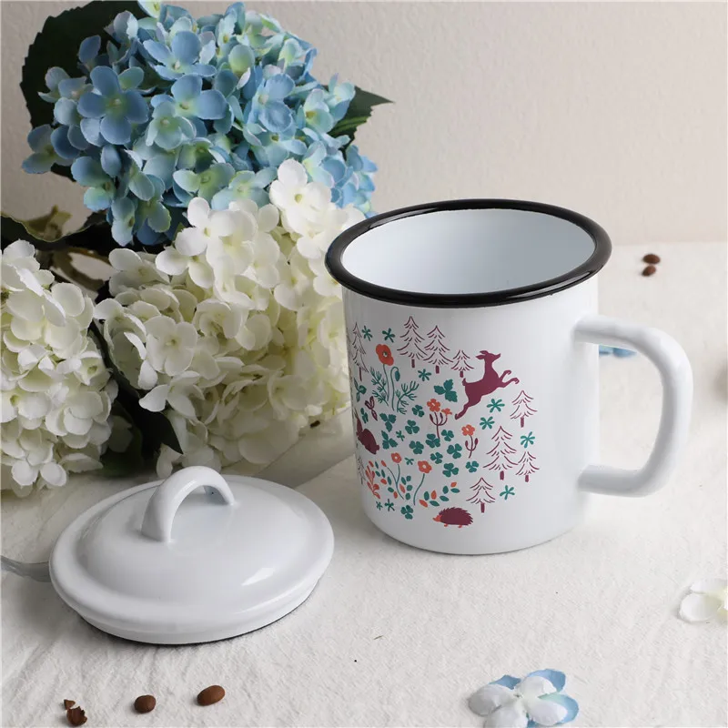 Эмалированная чашка для ежа оленя молока завтрака соевого эмалированная