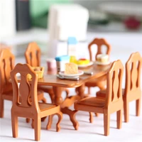 112dollhouse miniature items food play mini furniture model pocket toys european dining table and chairs decoration accessories