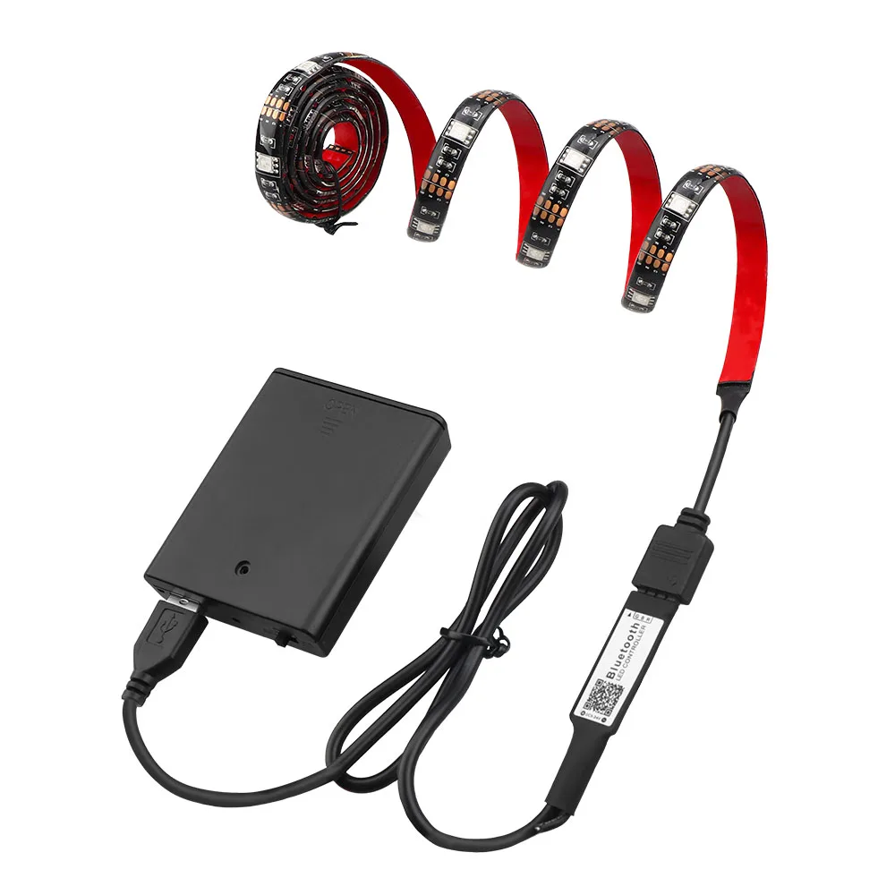 1M 5 в USB светодиодный RGB Bluetooth управление приложением SMD5050 ТВ PC экран подсветка батарея питание гибкий светодиодный свет 1 м 2 м 2x50 см - Испускаемый цвет: 1M