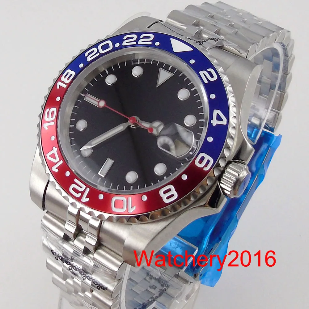 

BLIGER Red Hand NH35A Movement Japan 24 Jewels Self Winding Men Watch Alloy Slope Insert Steel Bracelet New
