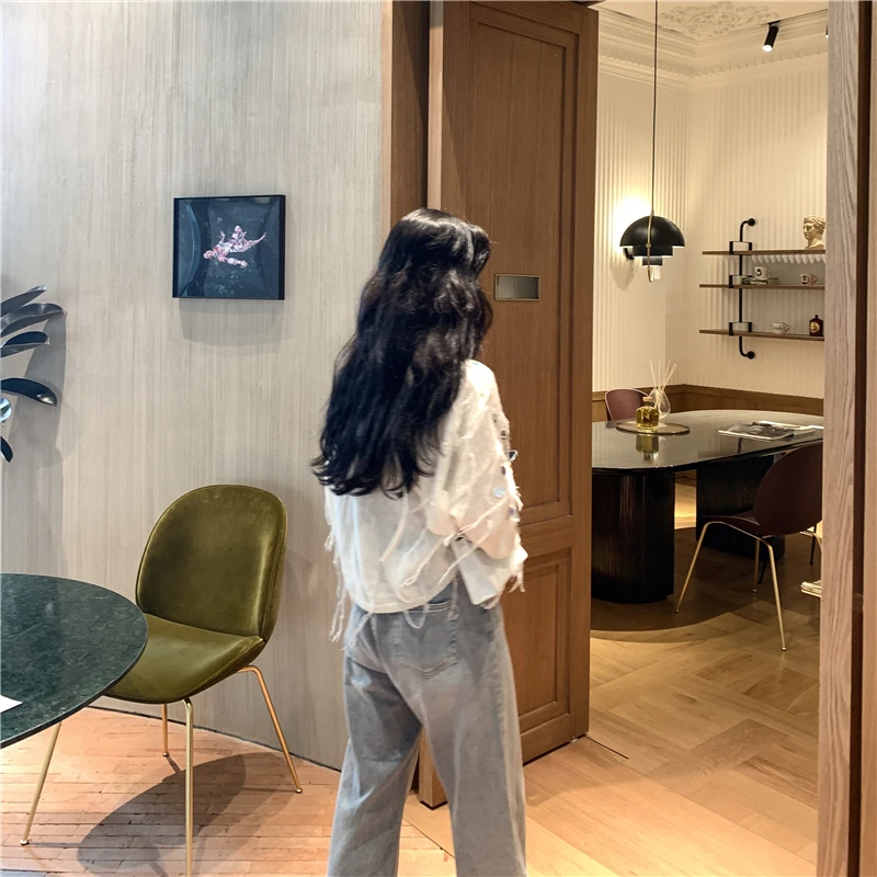 Fashion Knitting Sequins Women Mohair Sweater Tops 2019 Newest Autumn Womans Runway Pullovers Tassel Loose Short Sweaters | Женская