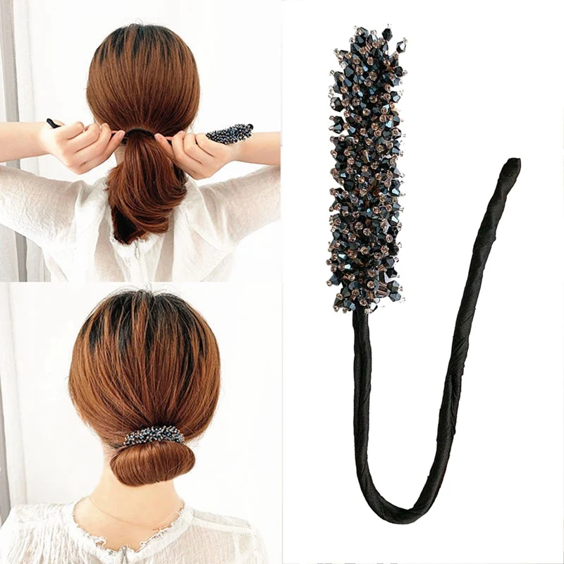 

Hair Styling Tool Accessories Crystal Hairpin DIY Hair Braiding Braider Tool Twist Bun Barrette Elastic Hair Clips for Women