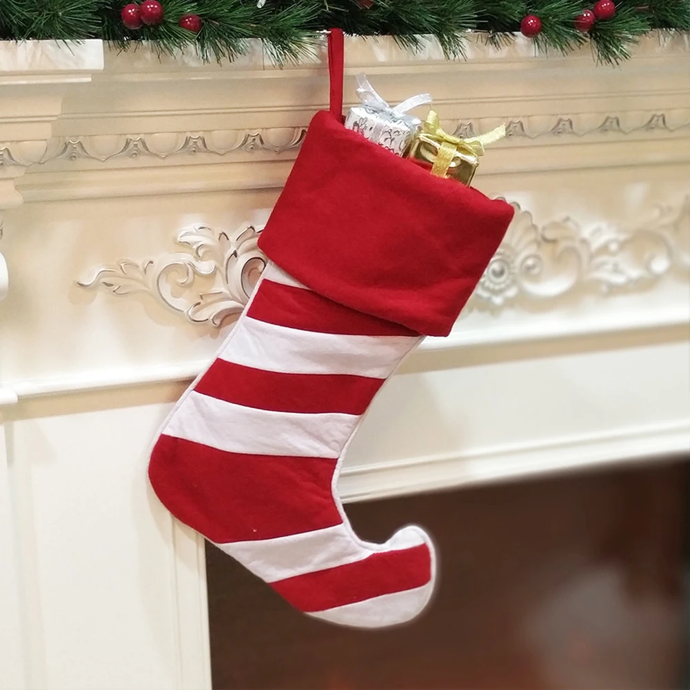 Полосатые рождественские чулки для детей большой Подарочный пакет традиционный