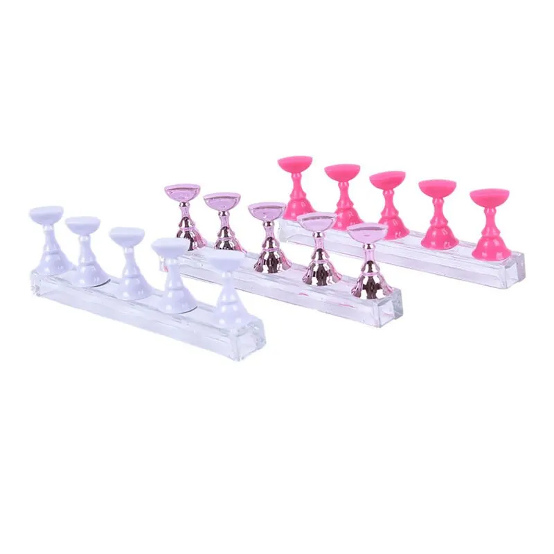 

1SetFalse Nail Tips Alloy Crystal Nail Art Polish Display Manicure Tools Practice Trainning Display Stand Holder Base Fashion
