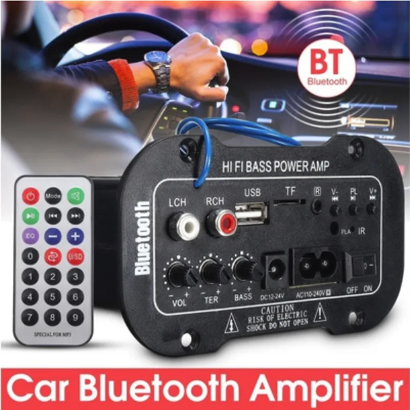220 В Универсальный автомобильный Bluetooth усилитель, автоматический умный усилитель мощности, сабвуфер для автомобиля, HIFI аудио, музыкальные усилители, TF карта, MP3