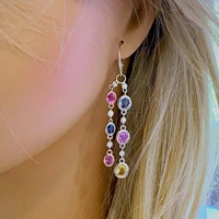 foydjew new color simulated tourmaline earrings long earring european american fashion white and pink zircon two color earring