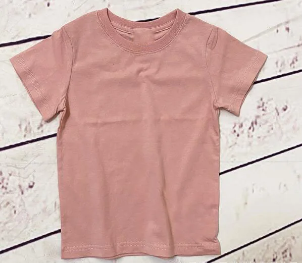 

New Style kids Summer Short Sleeve T-shirt Solid Colour Cotton Blend tops ABC38