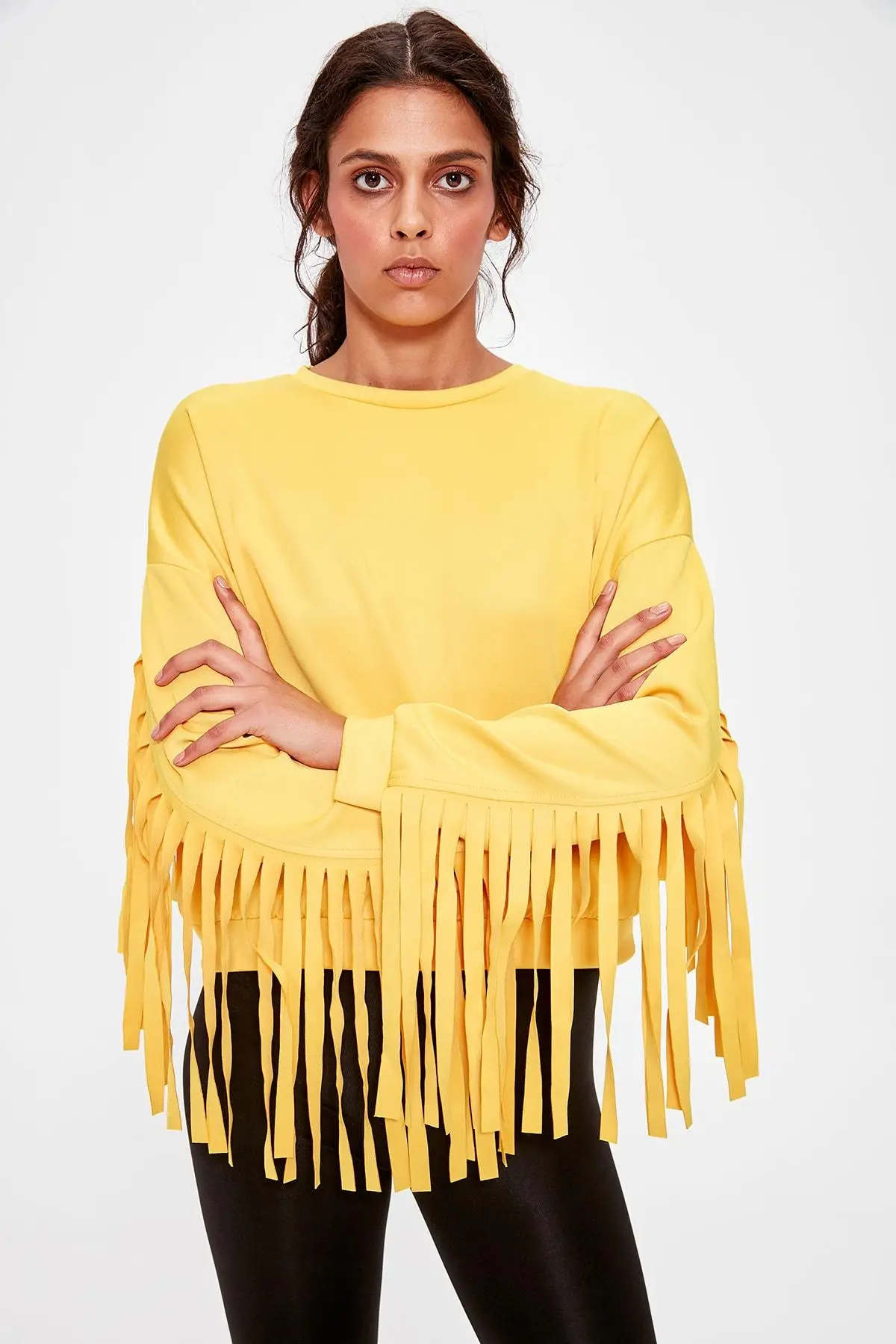 Трикотажная Толстовка Trendyol Yellow puskull】 TWOAW20SW0132