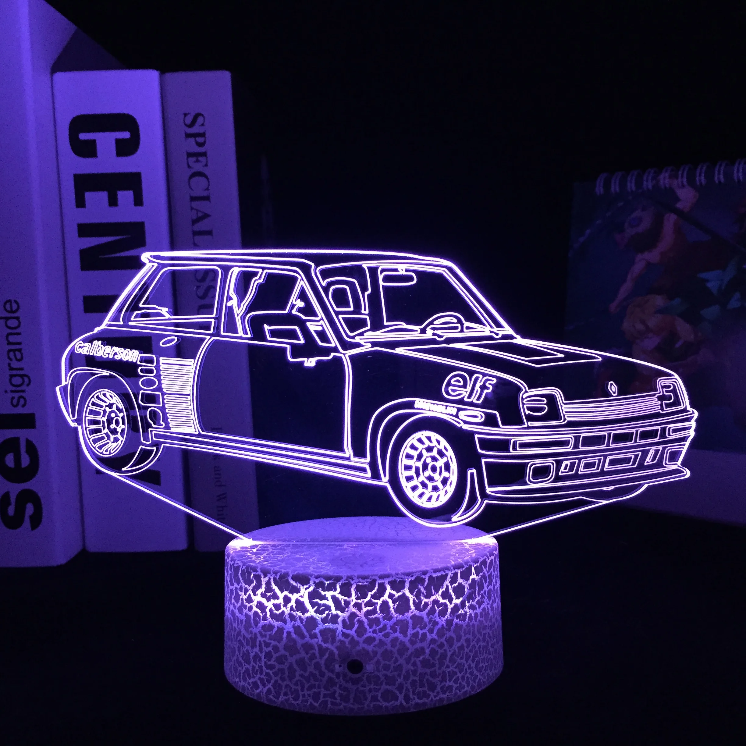 Фото Автомобильная серия Culberson 3D лампа визуальная иллюзия белая треснувшая основа
