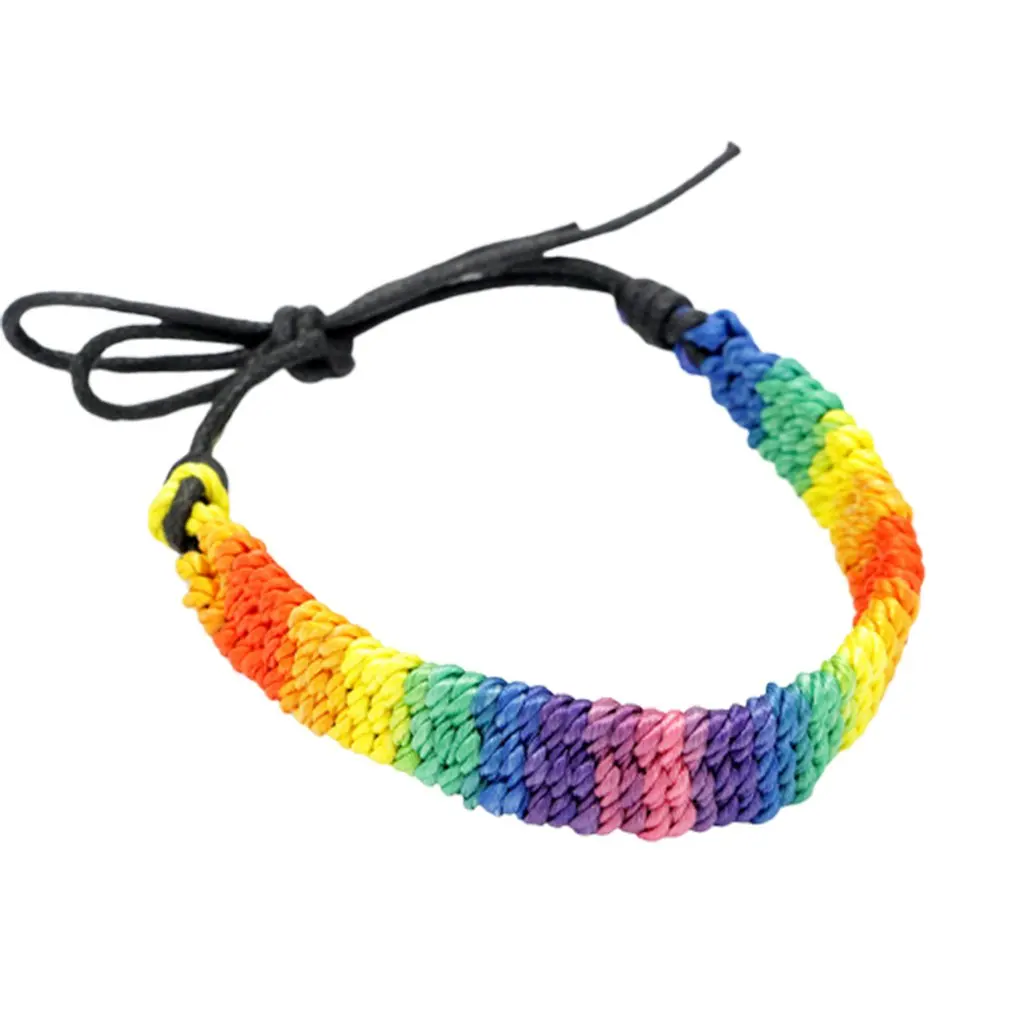 Цветные цветные ручные плетеные браслеты Радужный Цвет Ручная Веревка