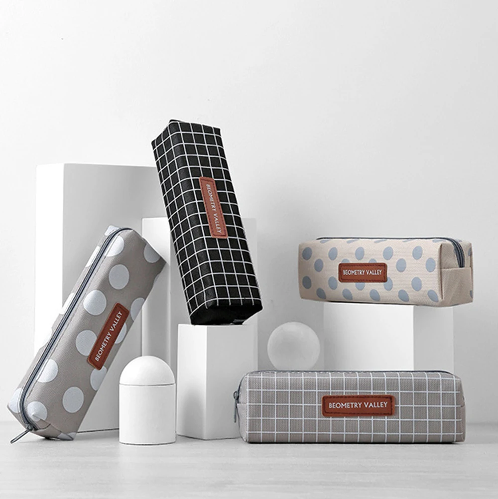 1 шт. креативный квадратный холщовый чехол для карандашей с сеткой вместительные