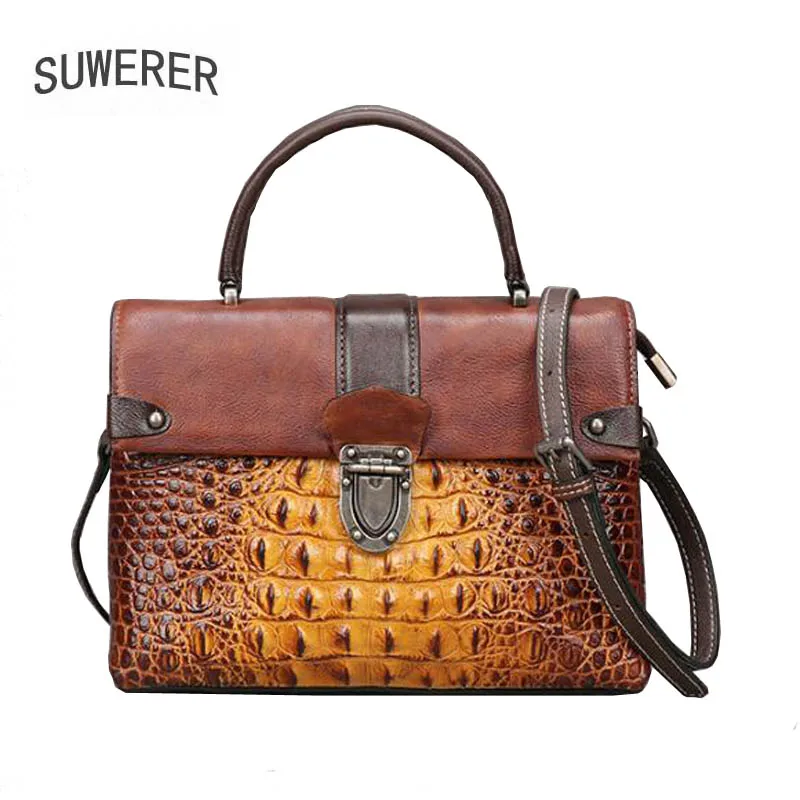 

New Women Genuine Leather Bag Fashion Crocodile pattern Women's famous brand high quality luxury handbags women bags designer