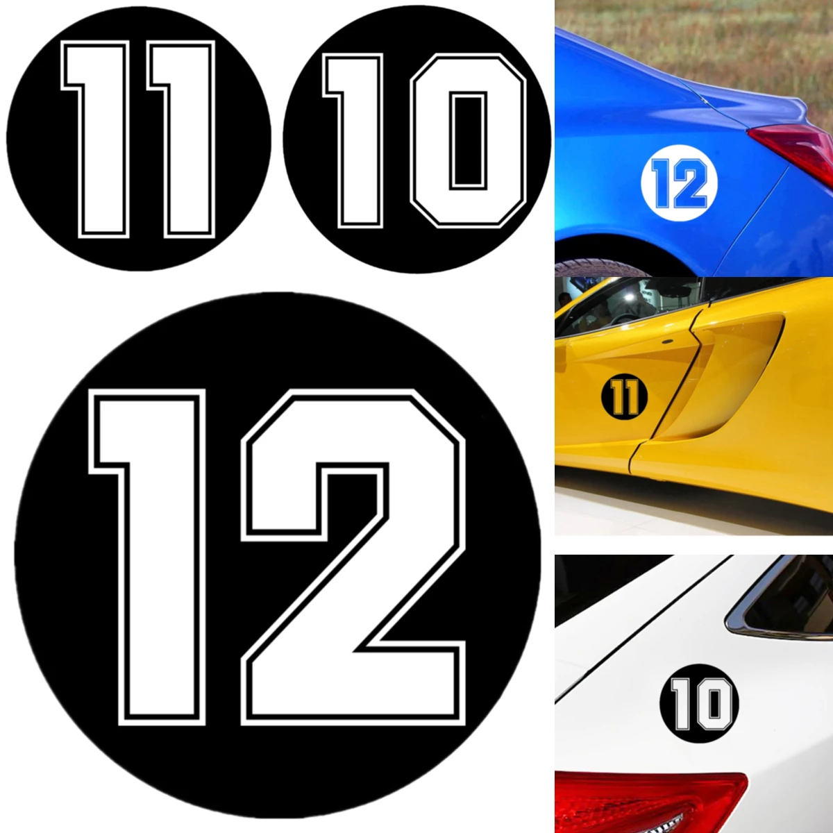 

Funny Vinyl Decal Digital 10/11/12 Number Car Sticker Waterproof Auto Decors on Truck Bumper Rear Window