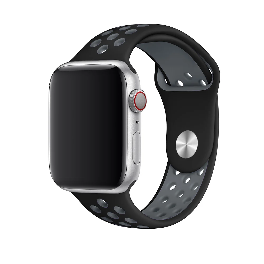 black gray 8 Дышащий силиконовый спортивный ремешок для Apple Watch 5 4 3 2 1 42 мм 38 мм резиновый ремешок для Nike+ Iwatch 5 4 3 40 мм 44 мм - Цвет ремешка: black gray 8