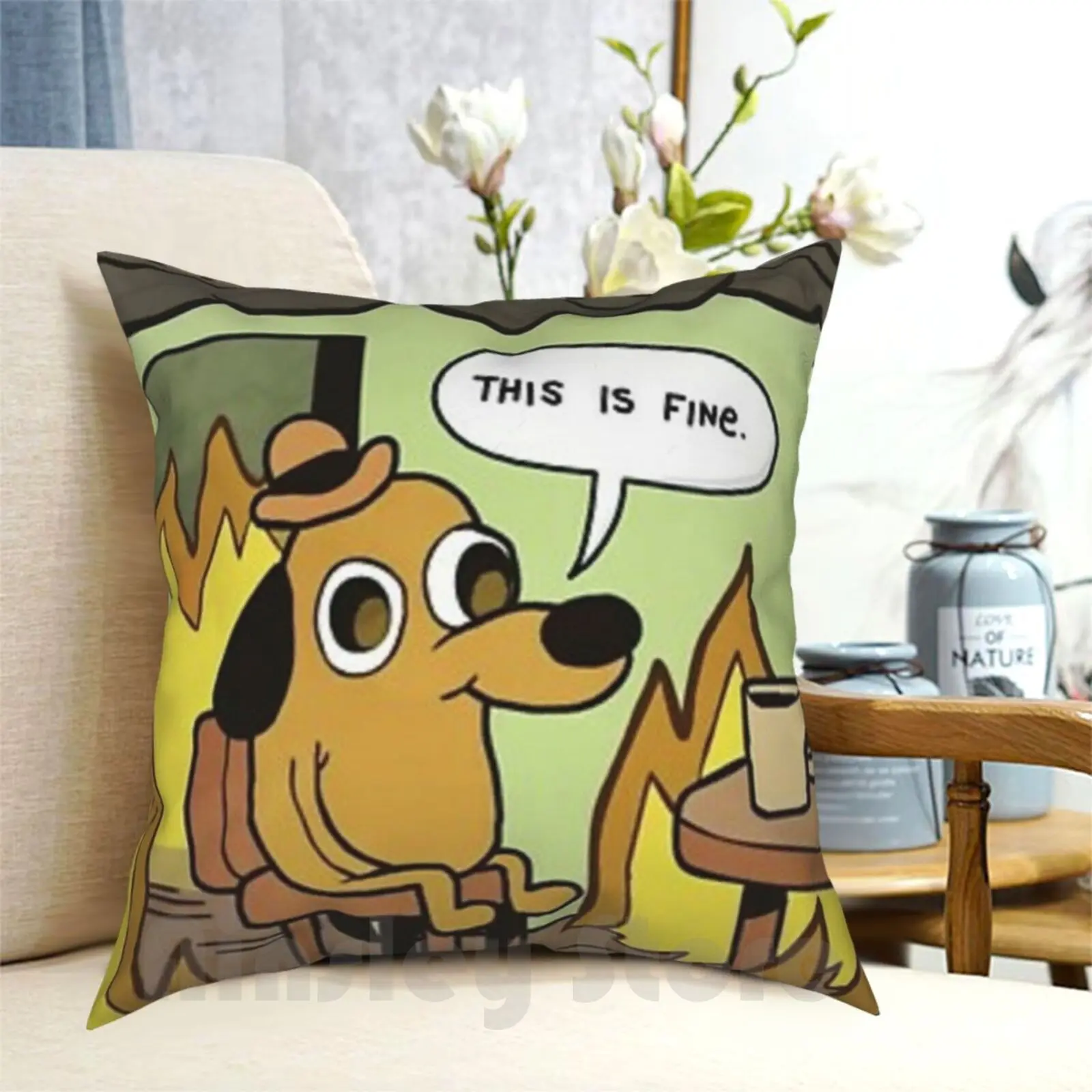 

Это нормально, Dog Meme Подушка Чехол с принтом домашняя мягкая подушка DIY крышка это нормально мем собака мем это прекрасно собака огонь для со...