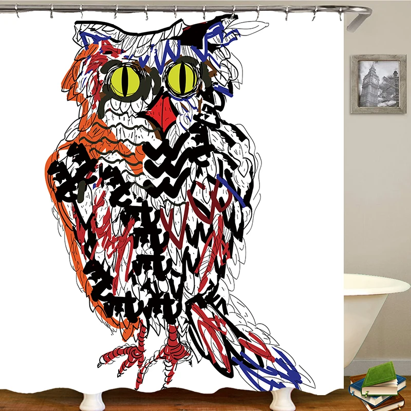 

animal shower curtain owl printing bathroom curtain waterproof douchegordijnen drop shipping polyester curtain shower