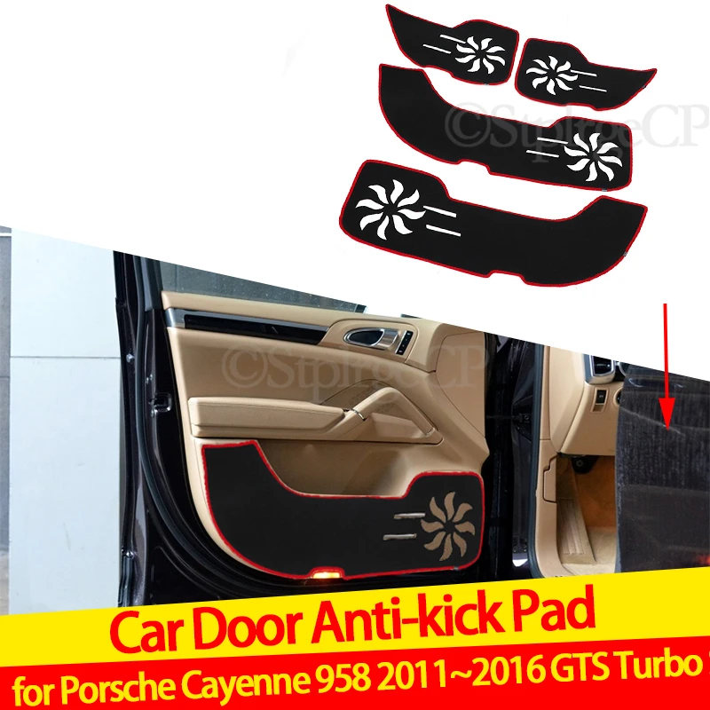 

Двери анти-kick pad защитные накладки для боковых дверей дверь панель Крышка коврик для двери автомобиля стикер для Porsche Cayenne 958 2011 2012-2016 GTS Turbo S