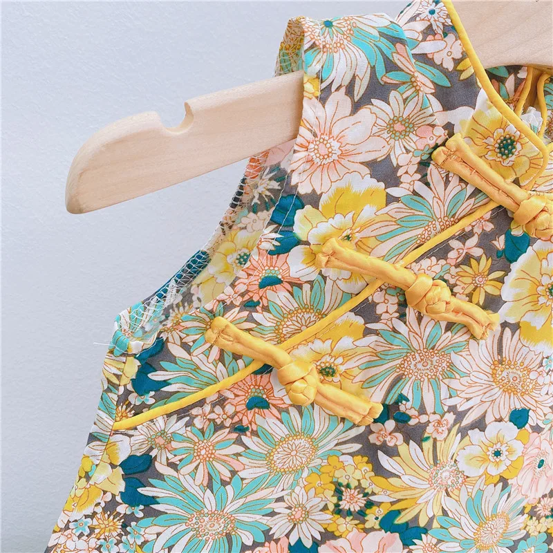 2021 New Arrival Kids Clothes Summer Baby Girls Dresses Chinese Floral Sleeveless Children Clothing | Детская одежда и обувь